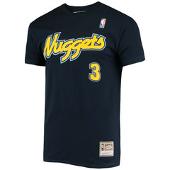 Mitchell & Ness Allen Iverson Denver Nuggets Hardwood Classics Stitch Name & Number T-Shirt Navy