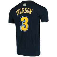 Mitchell & Ness Allen Iverson Denver Nuggets Hardwood Classics Stitch Name & Number T-Shirt Navy