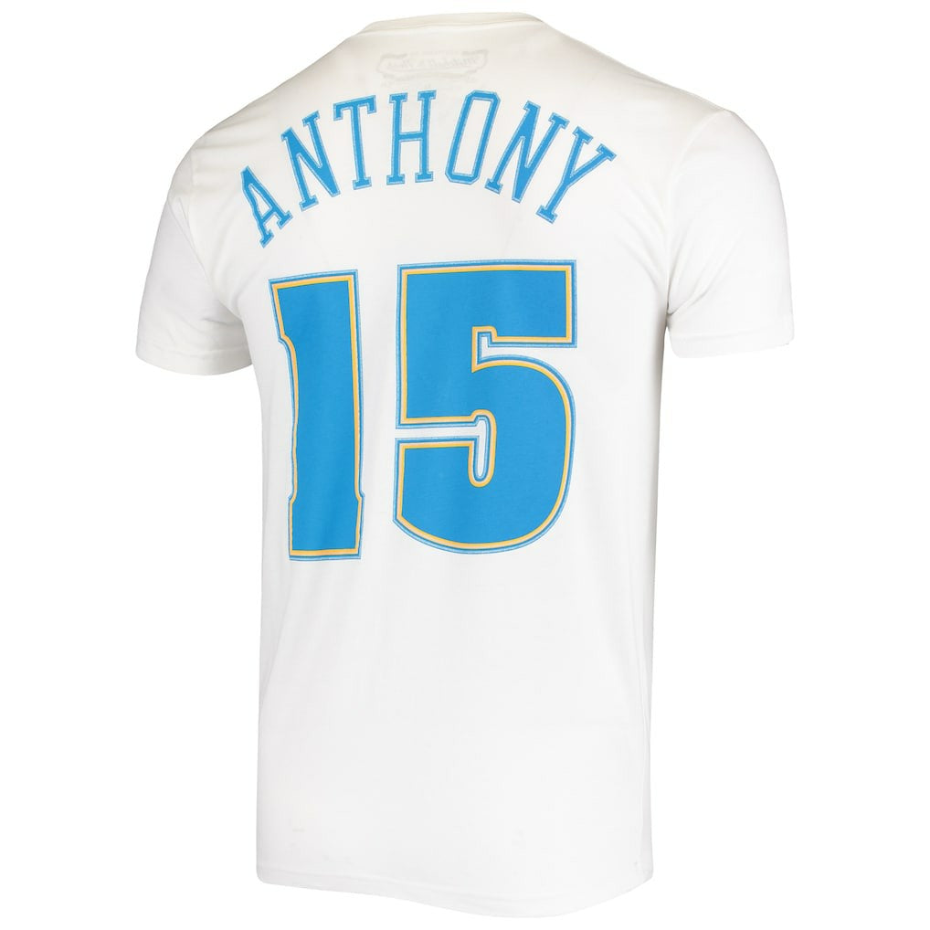 Mitchell & Ness Carmelo Anthony Denver Nuggets Hardwood Classics Stitch Name & Number T-Shirt White