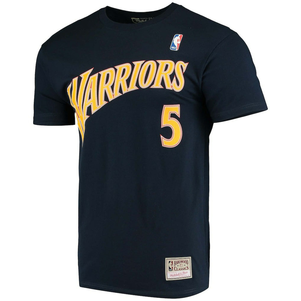 Mitchell & Ness Baron Davis Golden State Warriors Hardwood Classics Stitch Name & Number T-Shirt Navy