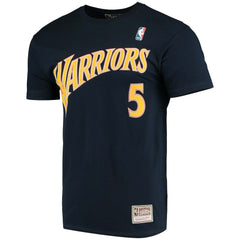Mitchell & Ness Baron Davis Golden State Warriors Hardwood Classics Stitch Name & Number T-Shirt Navy