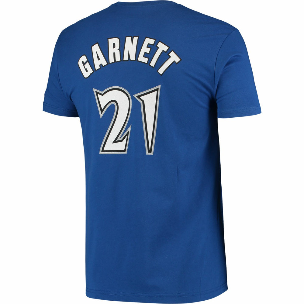 Mitchell & Ness Kevin Garnett Minnesota Timberwolves Hardwood Classics Stitch Name & Number T-Shirt Blue