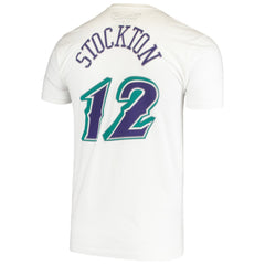 Mitchell & Ness John Stockton Utah Jazz Hardwood Classics Stitch Name & Number T-Shirt White