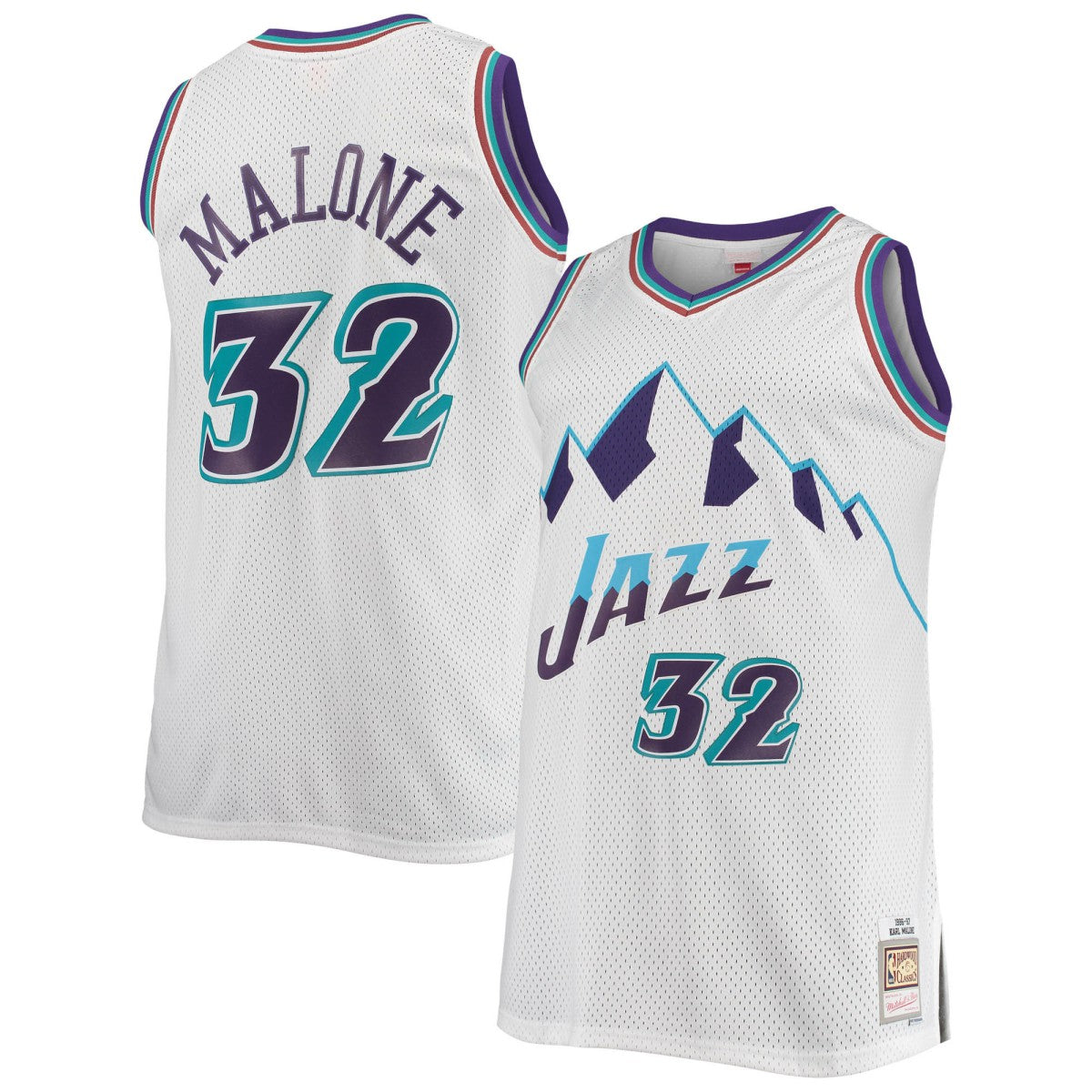 Mitchell & Ness Karl Malone Utah Jazz 1996/97 Big & Tall Hardwood Classics Swingman Jersey White