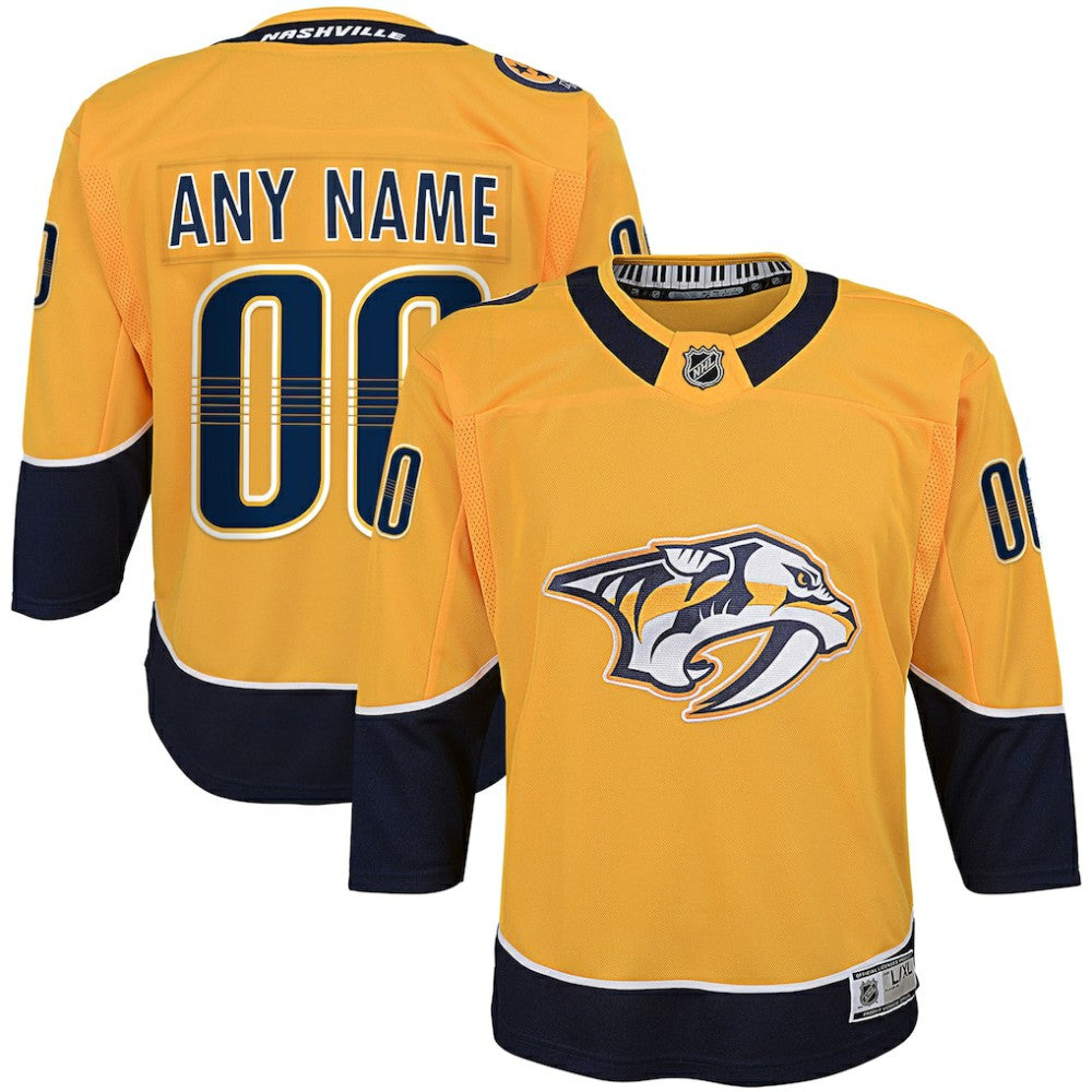 Nashville Predators Youth Home Premier Custom Jersey - Yellow | NHL on sale