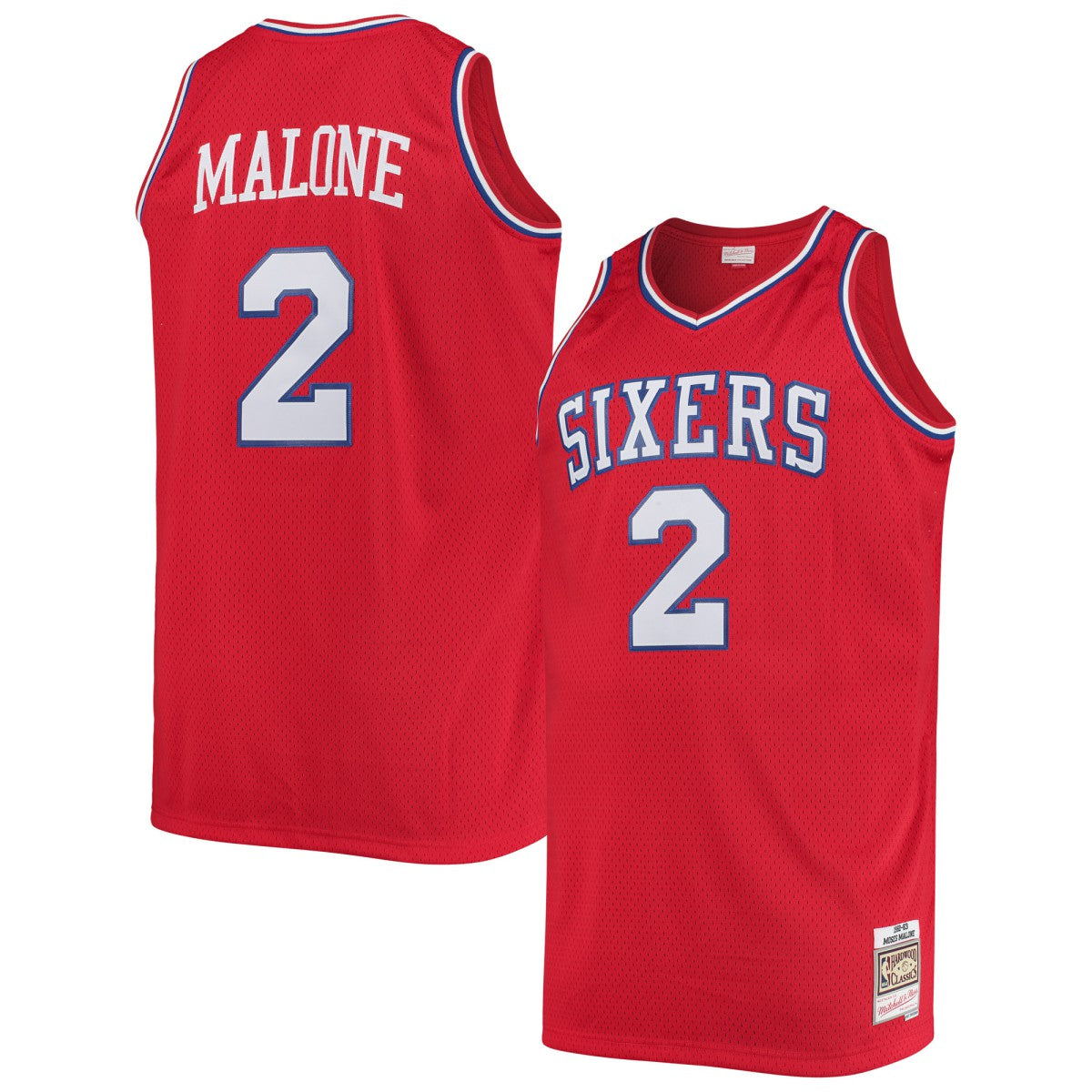 Mitchell & Ness Moses Malone Philadelphia 76ers 1982/83 Big & Tall Hardwood Classics Swingman Jersey Red