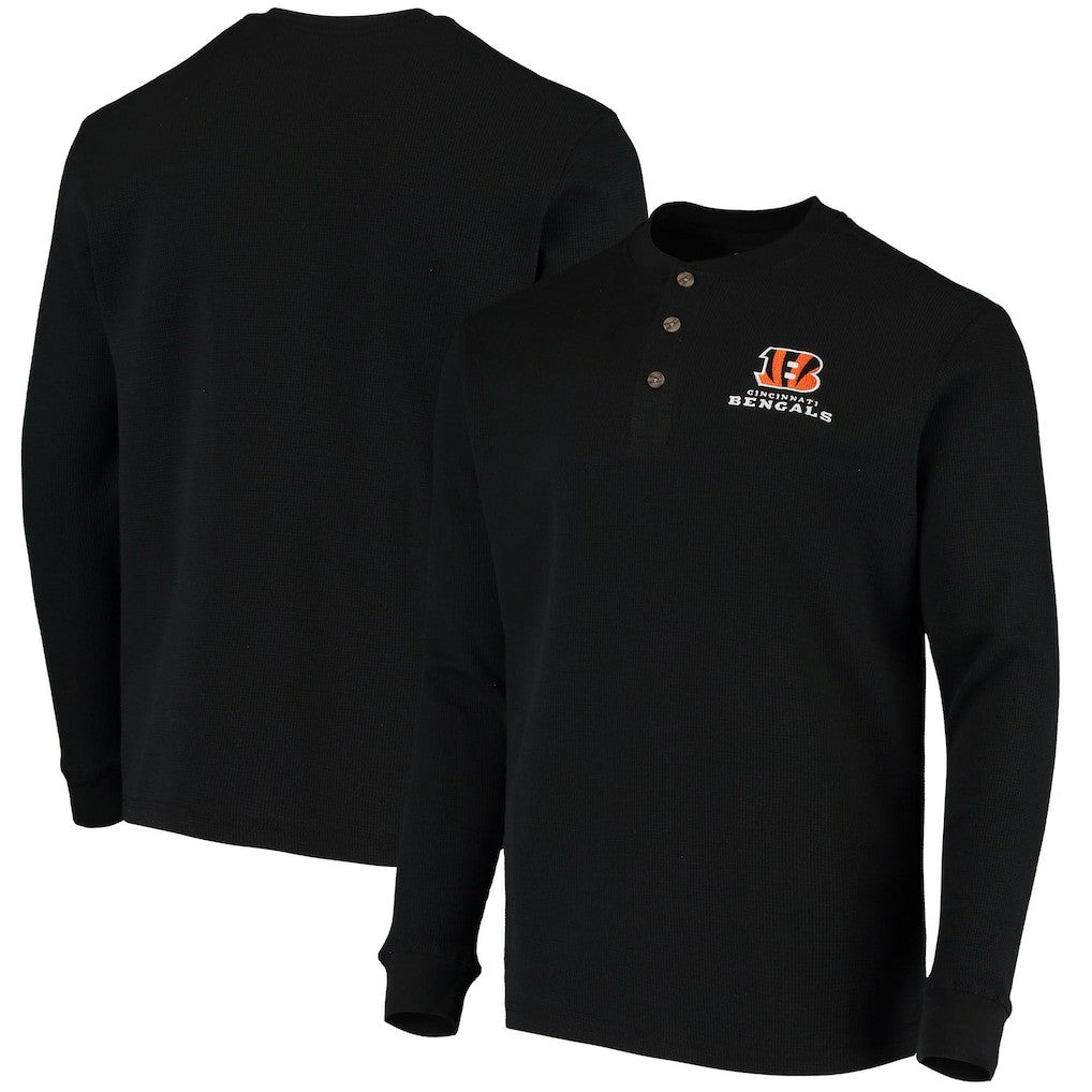 Cincinnati Bengals Dunbrooke Logo Maverick Thermal Henley Long Sleeve T-Shirt - Black - NFL