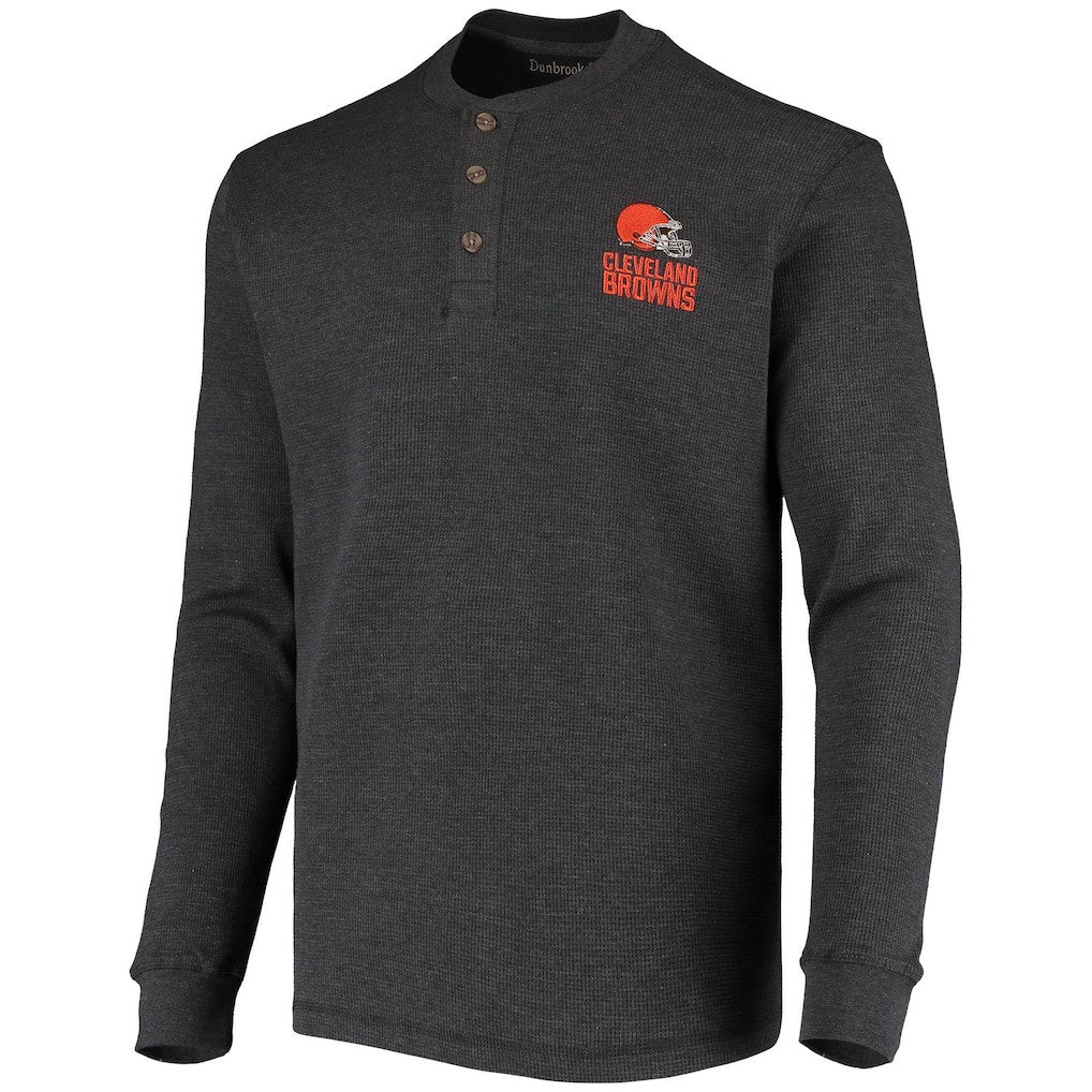 Cleveland Browns Dunbrooke Logo Maverick Thermal Henley Long Sleeve T-Shirt - Charcoal - NFL