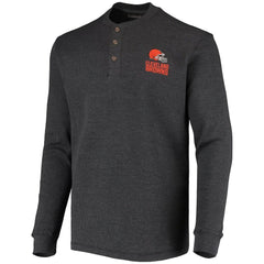 Cleveland Browns Dunbrooke Logo Maverick Thermal Henley Long Sleeve T-Shirt - Charcoal - NFL