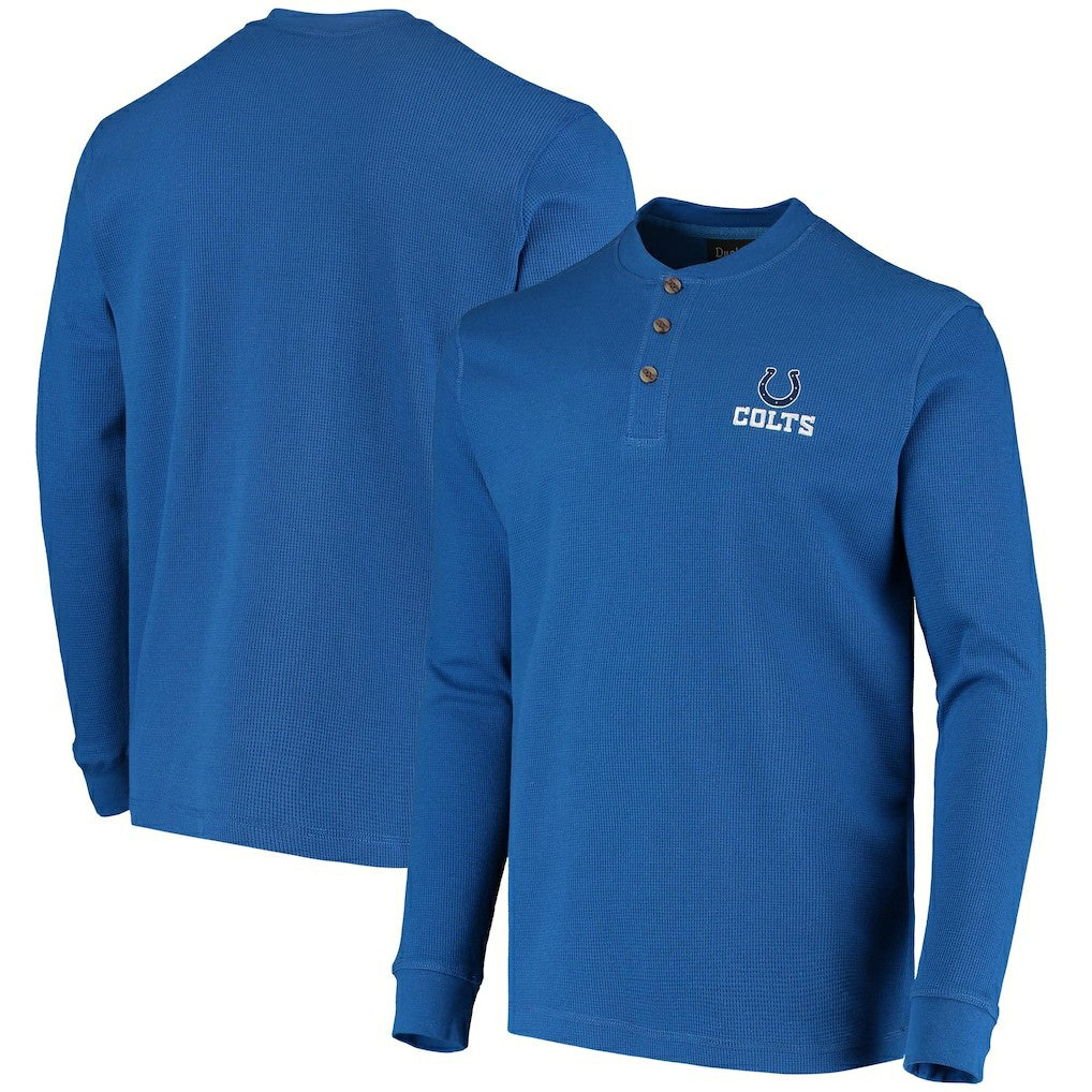 Indianapolis Colts Dunbrooke Logo Maverick Thermal Henley Long Sleeve T-Shirt - Royal - NFL
