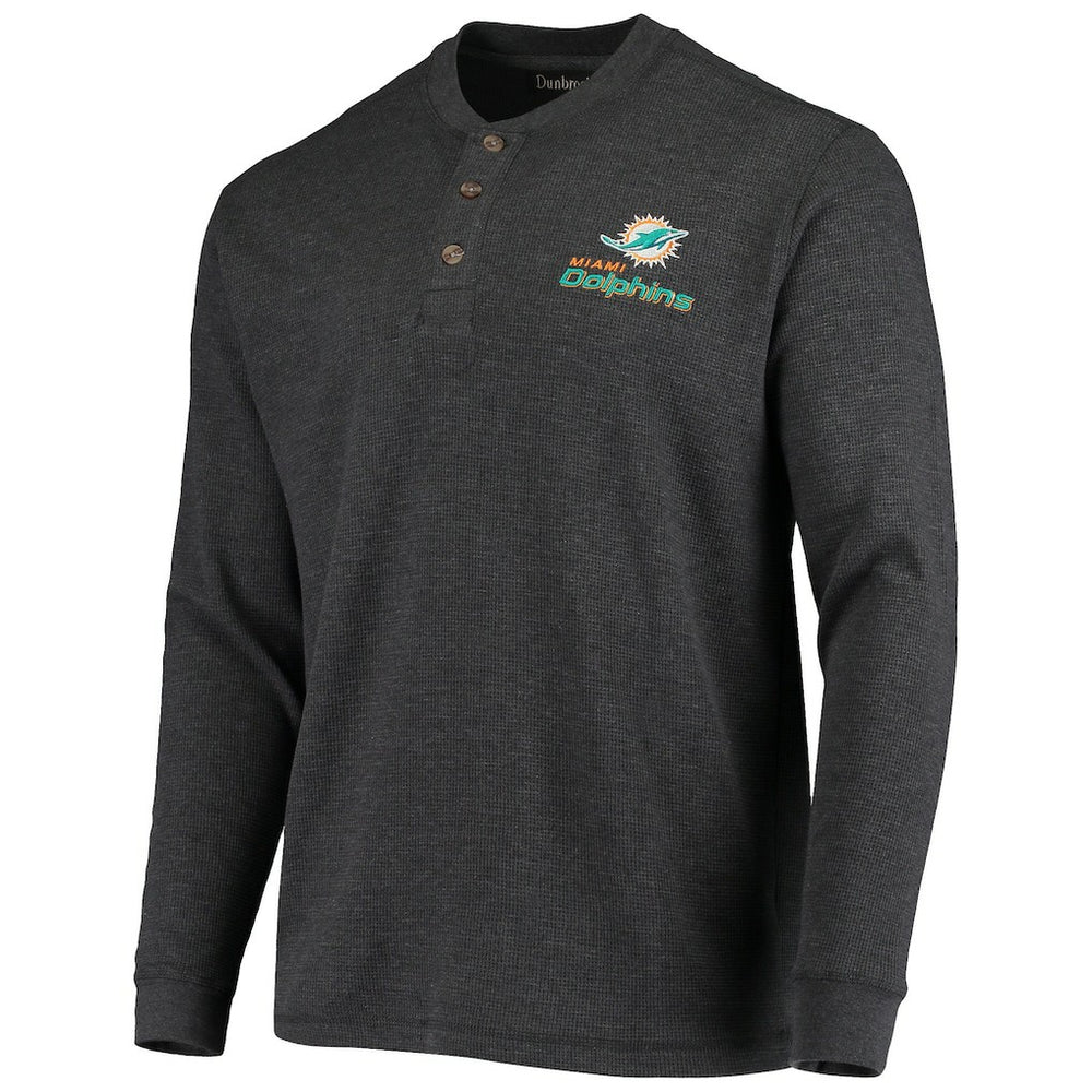 Miami Dolphins Dunbrooke Logo Maverick Thermal Henley Long Sleeve T-Shirt - Charcoal - NFL