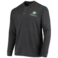 Miami Dolphins Dunbrooke Logo Maverick Thermal Henley Long Sleeve T-Shirt - Charcoal - NFL