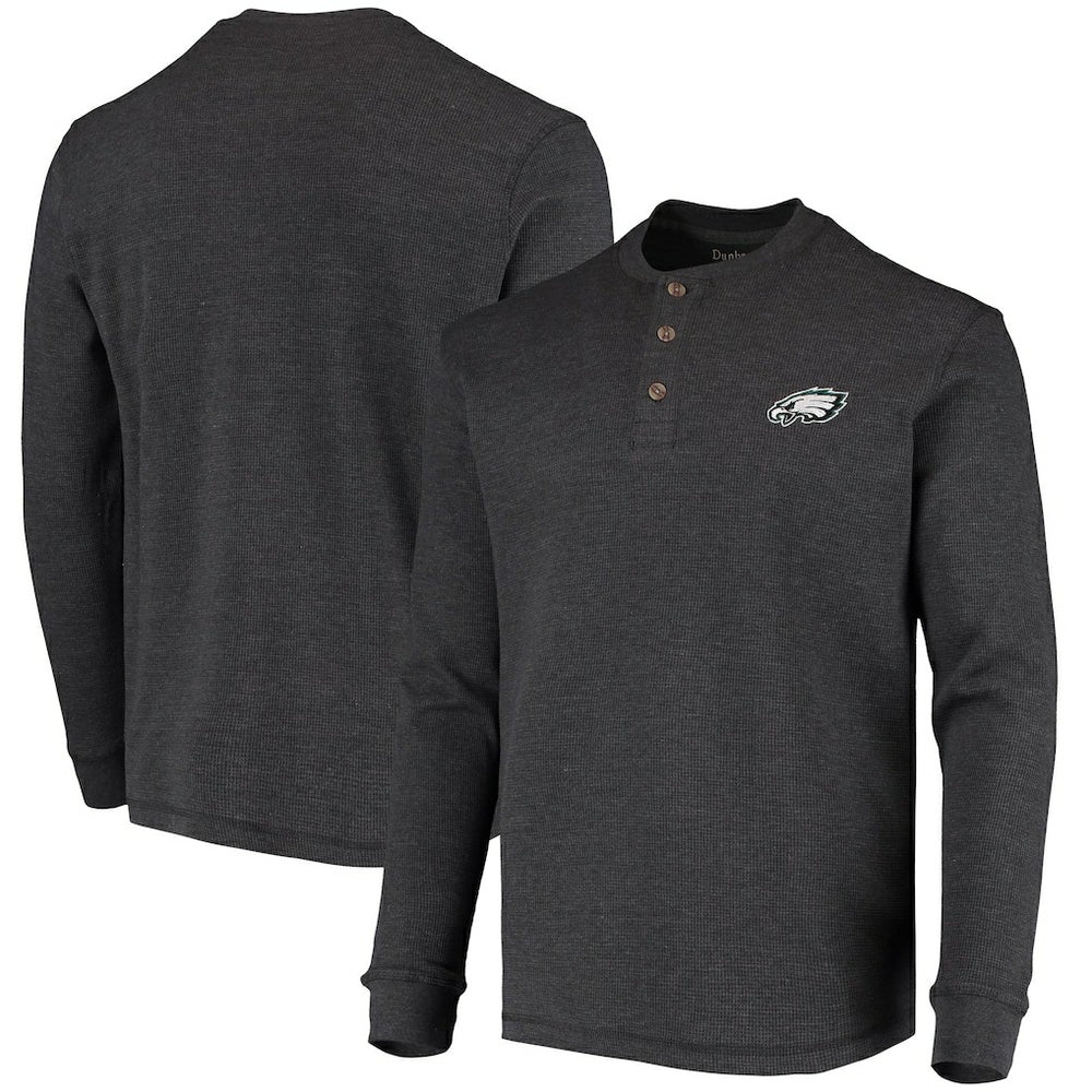 Philadelphia Eagles Dunbrooke Logo Maverick Thermal Henley Long Sleeve T-Shirt - Charcoal - NFL