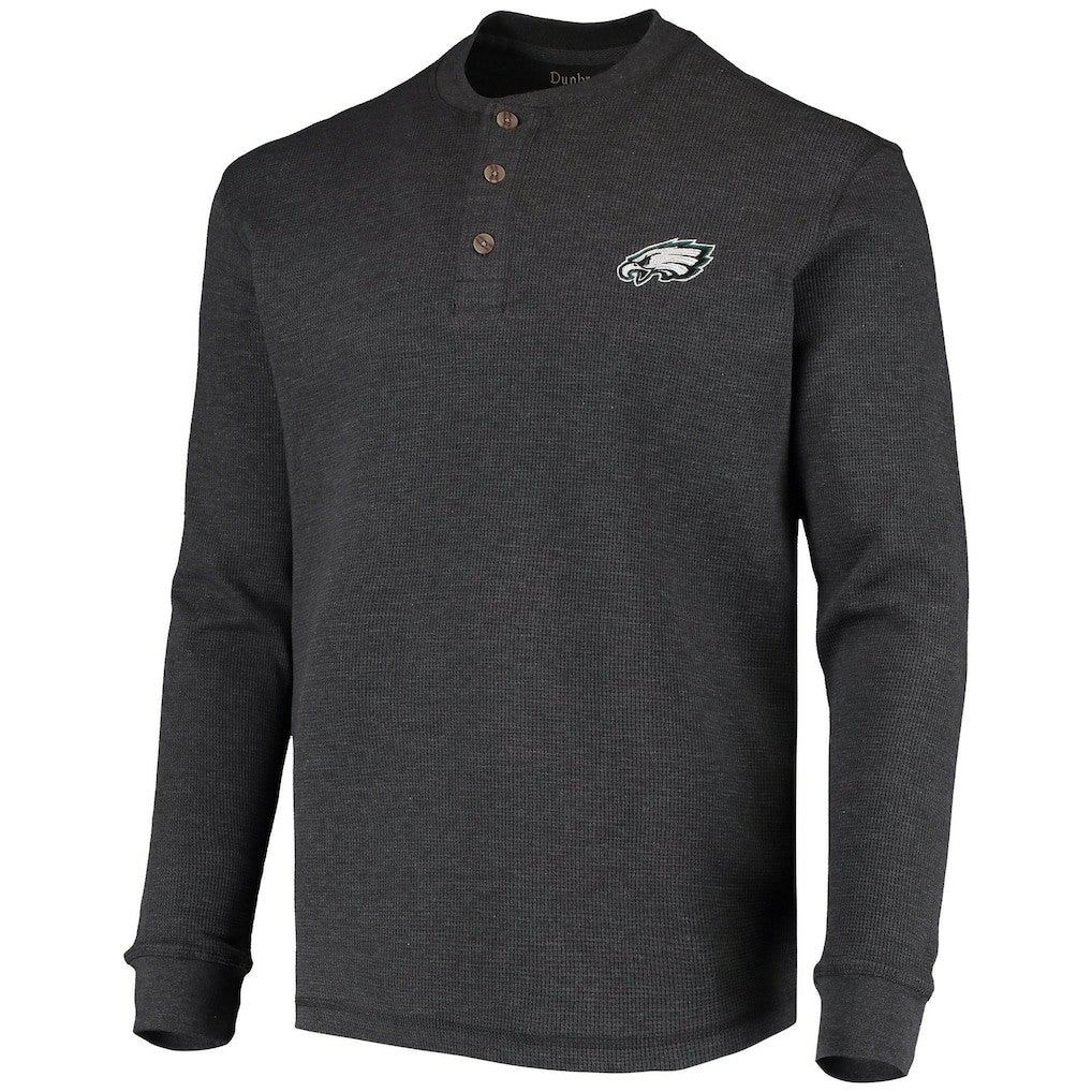 Philadelphia Eagles Dunbrooke Logo Maverick Thermal Henley Long Sleeve T-Shirt - Charcoal - NFL