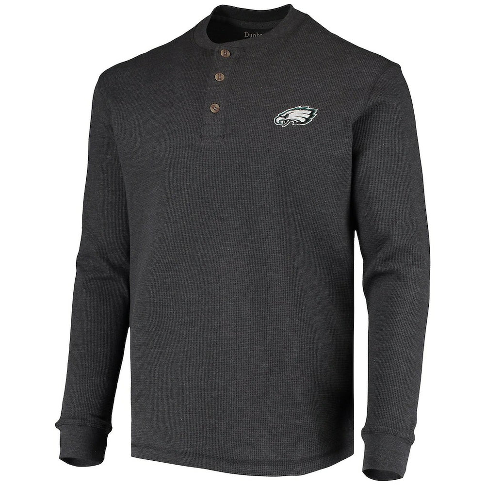 Philadelphia Eagles Dunbrooke Logo Maverick Thermal Henley Long Sleeve T-Shirt - Charcoal - NFL