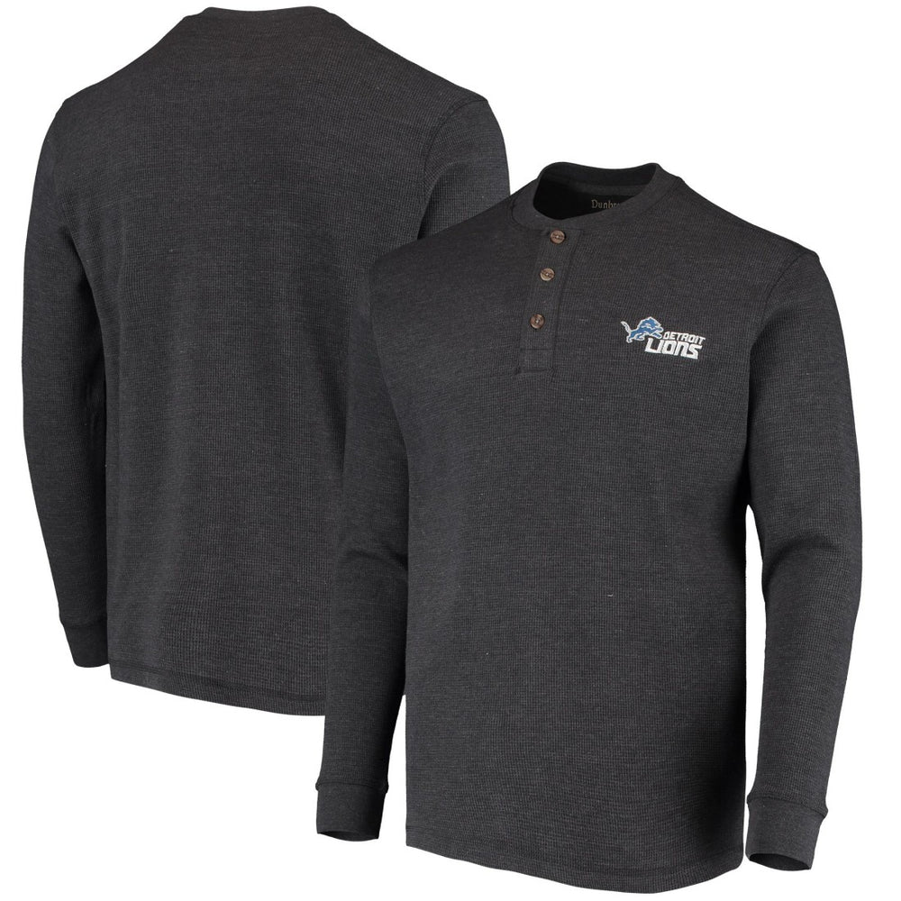 Detroit Lions Dunbrooke Logo Maverick Thermal Henley Long Sleeve T-Shirt - Charcoal - NFL