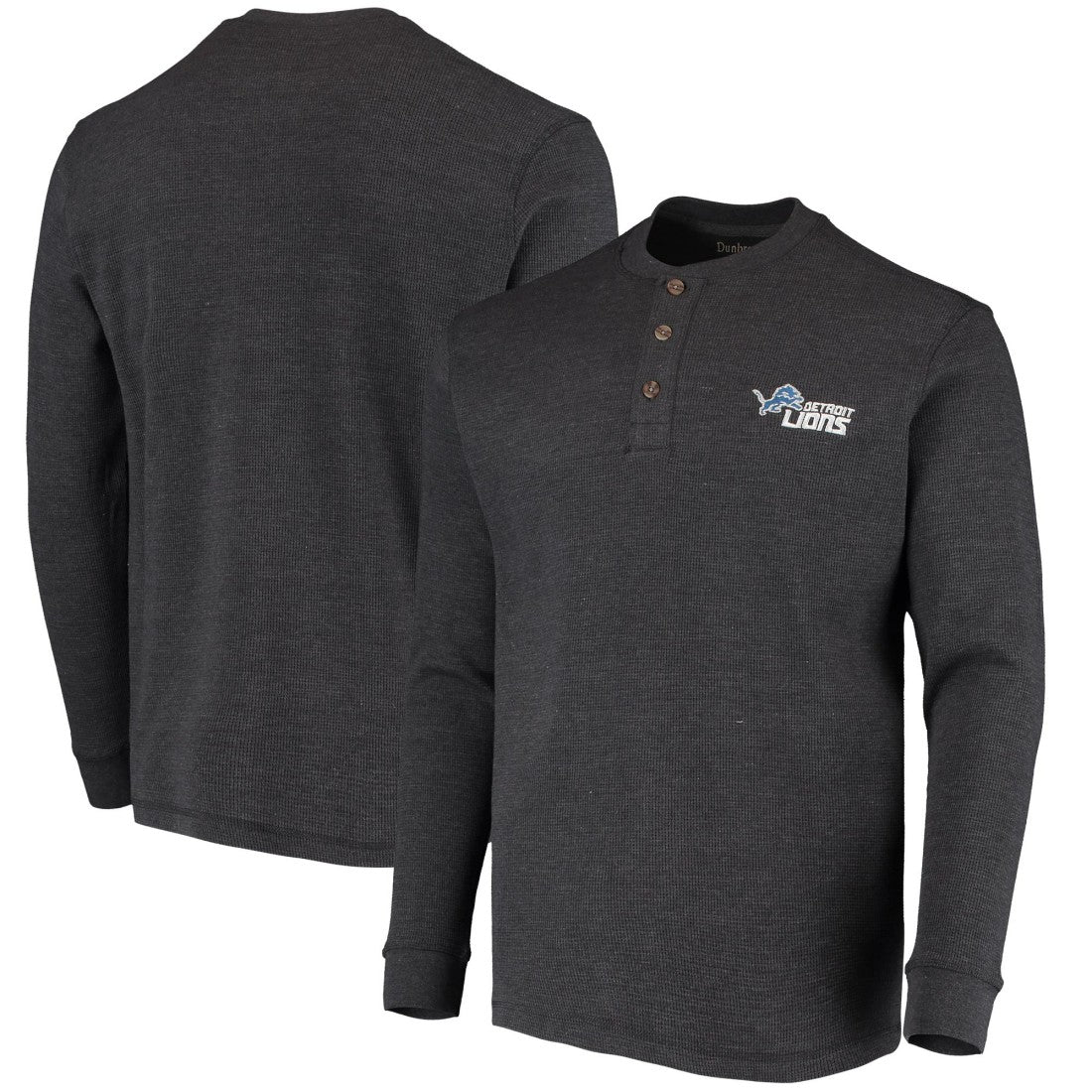 Detroit Lions Dunbrooke Logo Maverick Thermal Henley Long Sleeve T-Shirt - Charcoal - NFL
