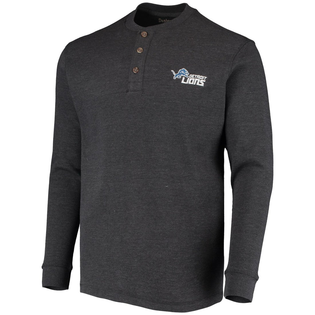 Detroit Lions Dunbrooke Logo Maverick Thermal Henley Long Sleeve T-Shirt - Charcoal - NFL