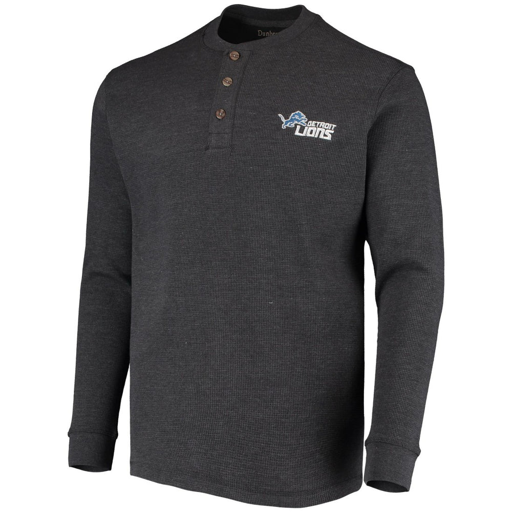 Detroit Lions Dunbrooke Logo Maverick Thermal Henley Long Sleeve T-Shirt - Charcoal - NFL