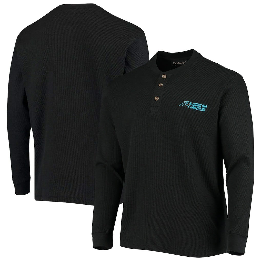 Carolina Panthers Dunbrooke Logo Maverick Thermal Henley Long Sleeve T-Shirt - Black - NFL
