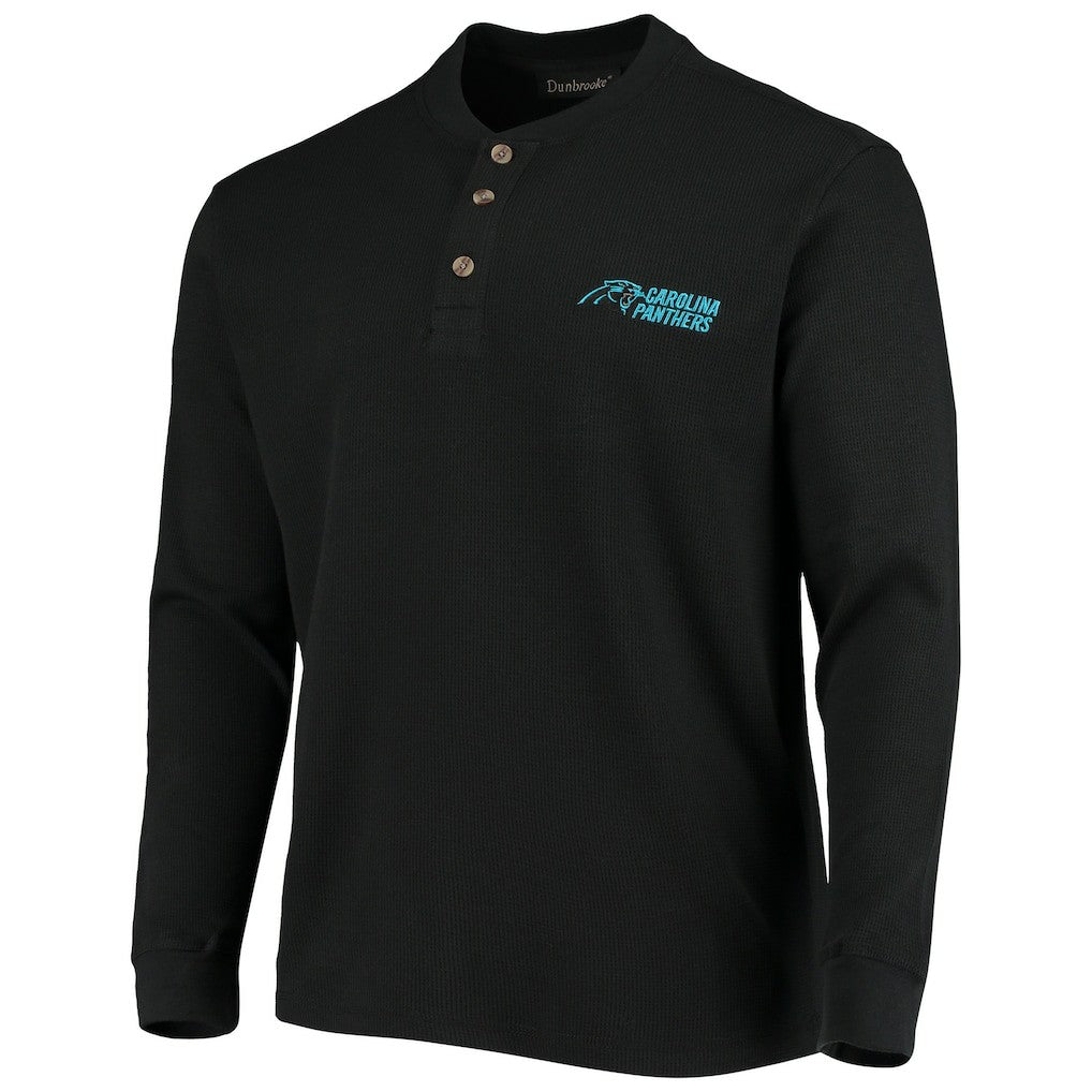 Carolina Panthers Dunbrooke Logo Maverick Thermal Henley Long Sleeve T-Shirt - Black - NFL