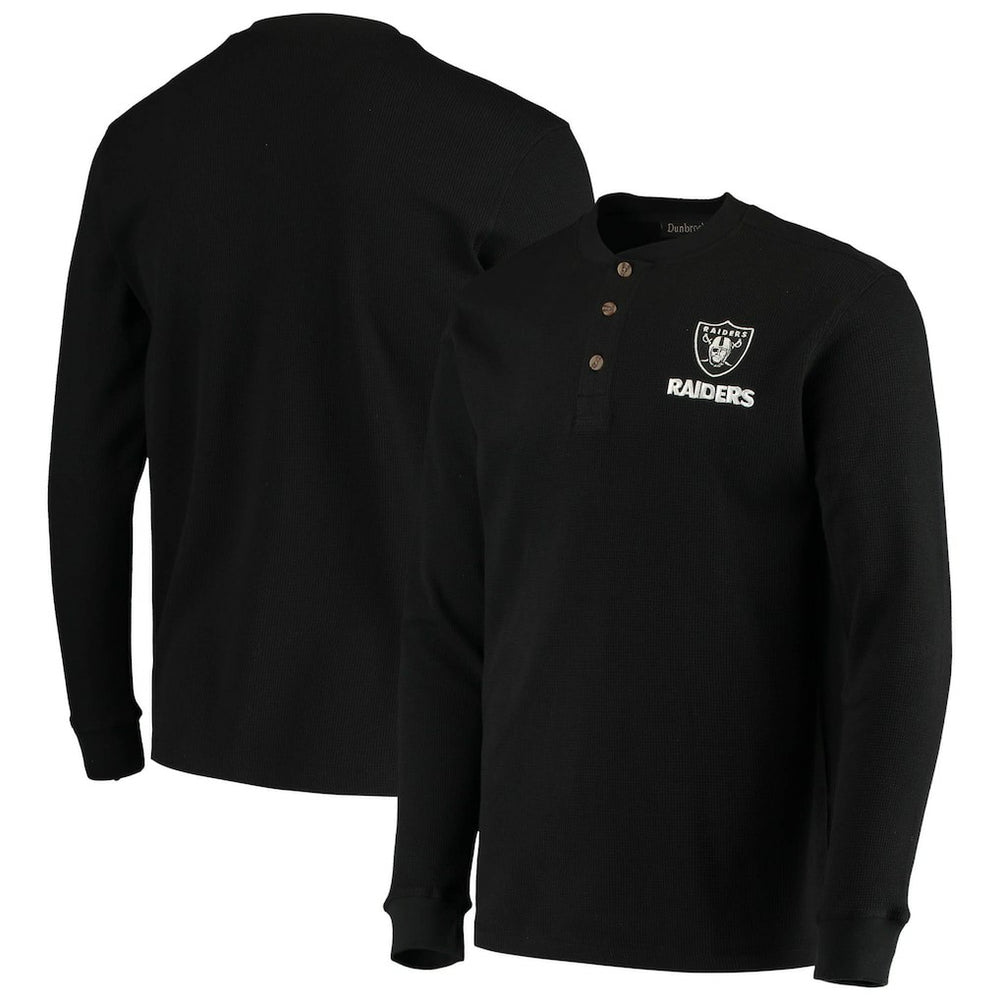 Las Vegas Raiders Dunbrooke Logo Maverick Thermal Henley Long Sleeve T-Shirt - Black - NFL