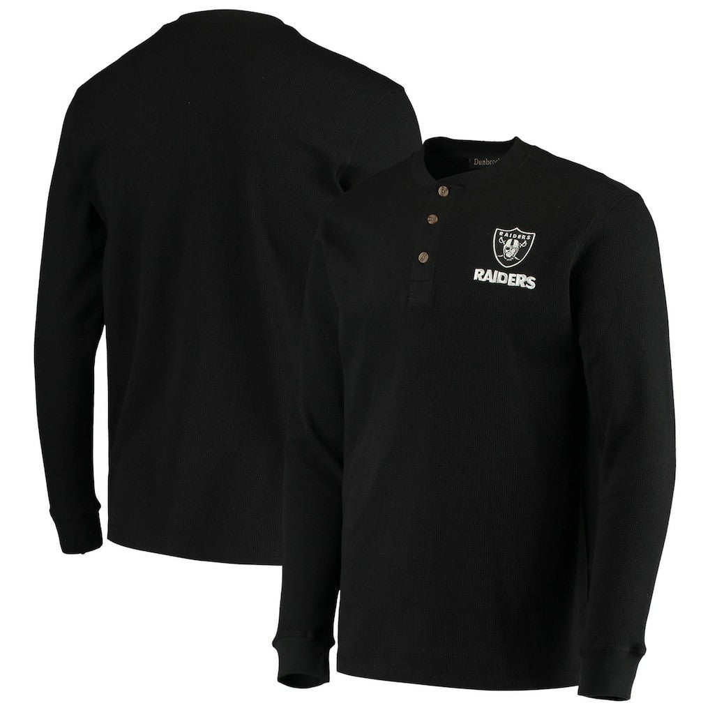 Las Vegas Raiders Dunbrooke Logo Maverick Thermal Henley Long Sleeve T-Shirt - Black - NFL