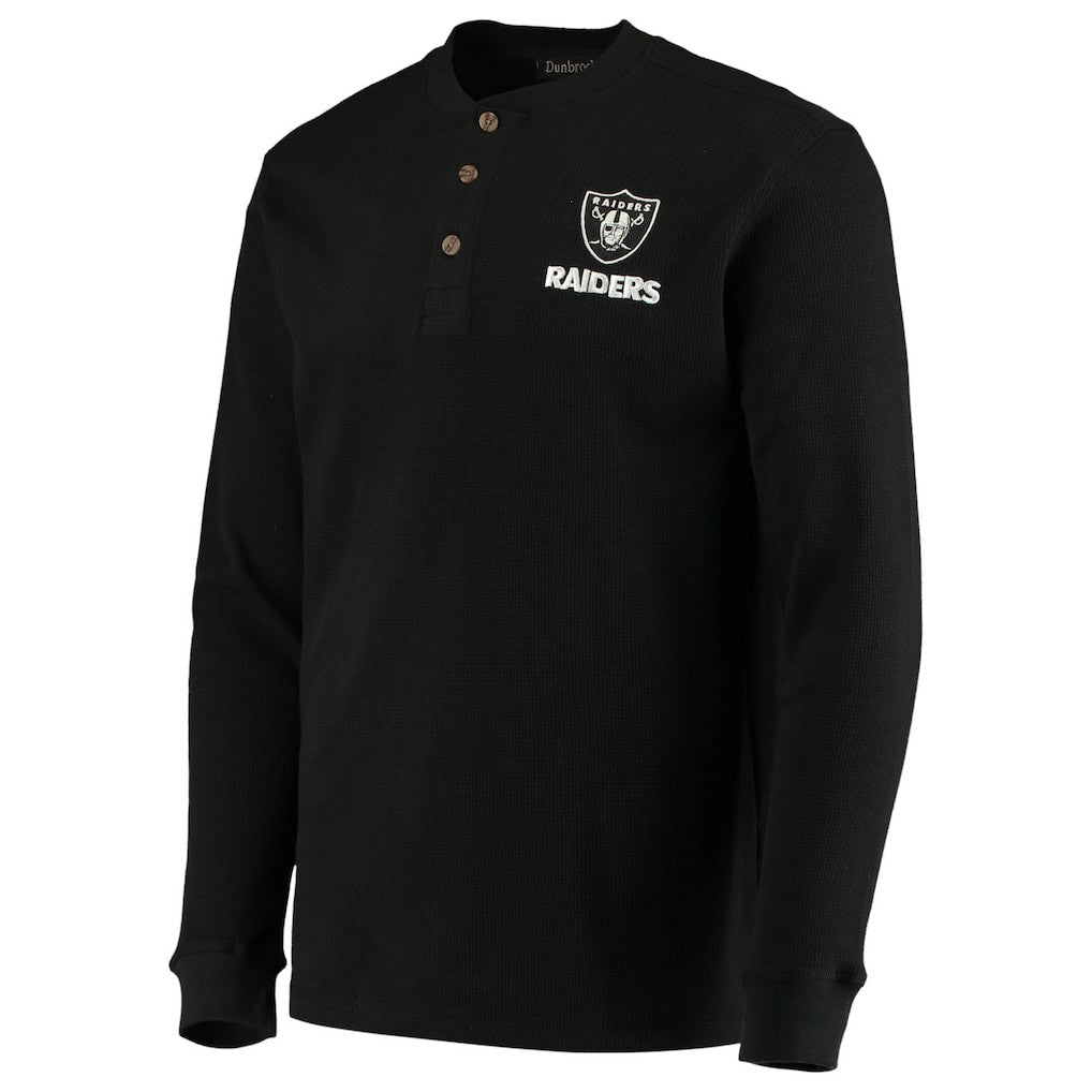 Las Vegas Raiders Dunbrooke Logo Maverick Thermal Henley Long Sleeve T-Shirt - Black - NFL