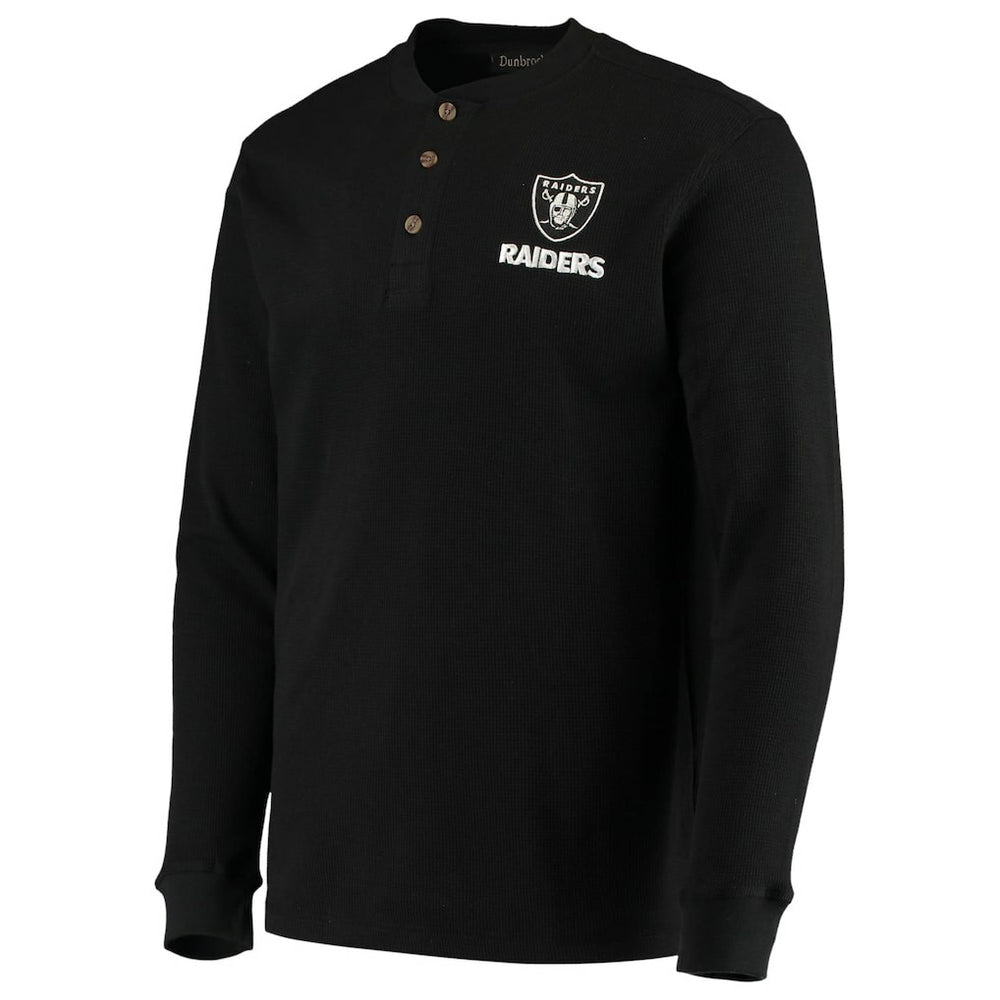 Las Vegas Raiders Dunbrooke Logo Maverick Thermal Henley Long Sleeve T-Shirt - Black - NFL