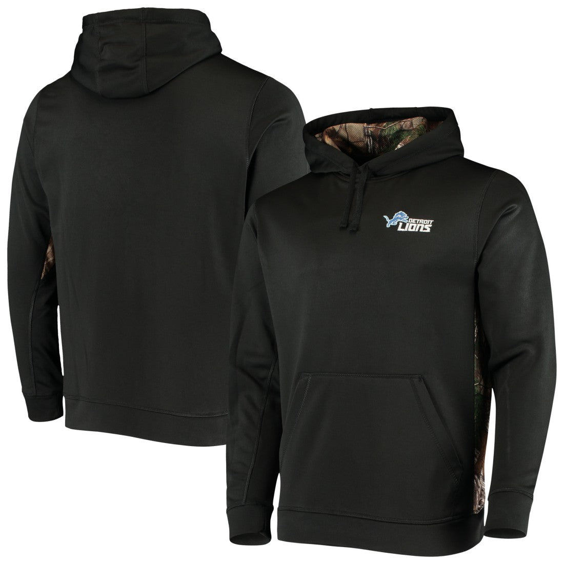 Detroit Lions Dunbrooke Logo Ranger Pullover Hoodie - Black/Realtree Camo - NFL