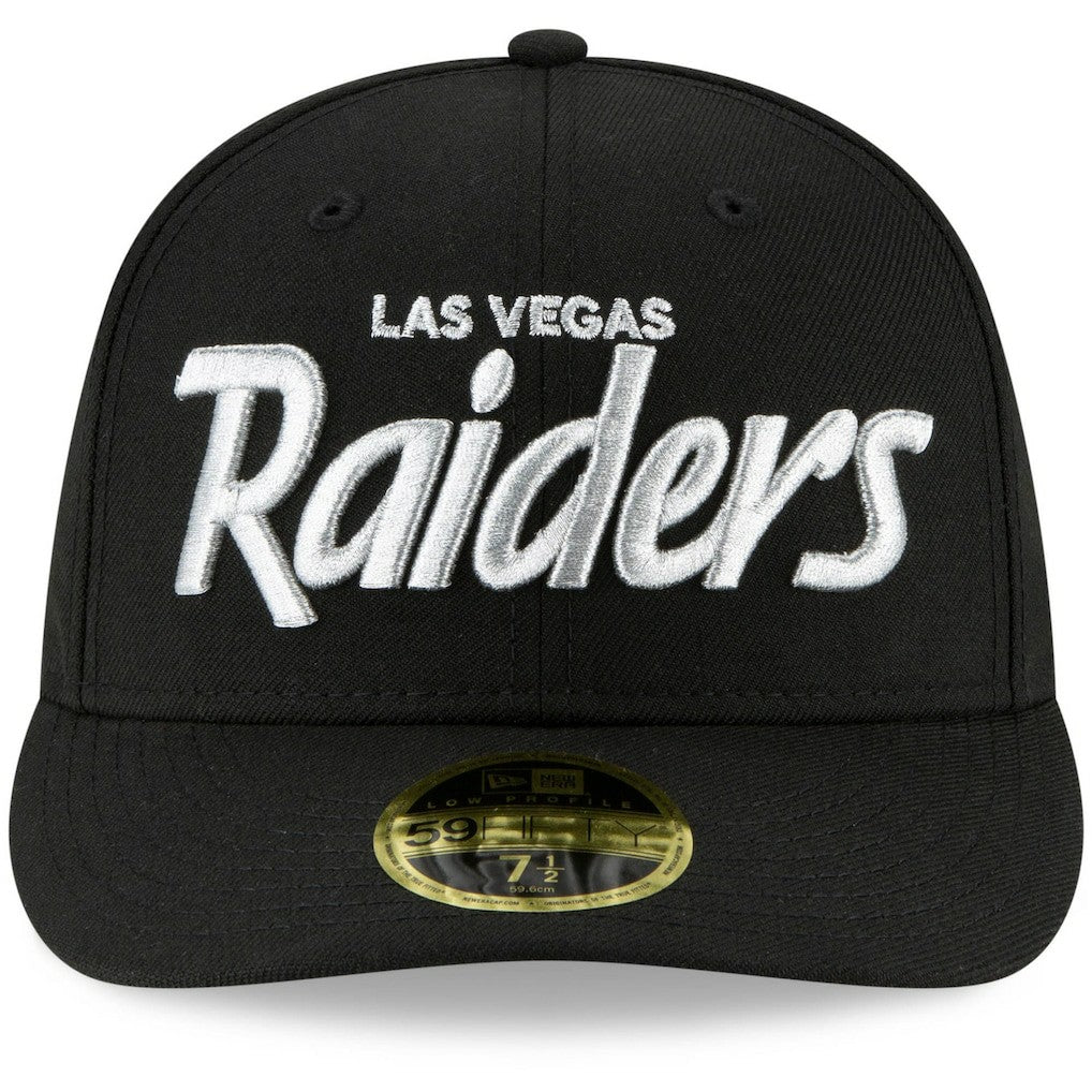 Las Vegas Raiders New Era Omaha Script Low Profile 59FIFTY Fitted Hat - Black - NFL