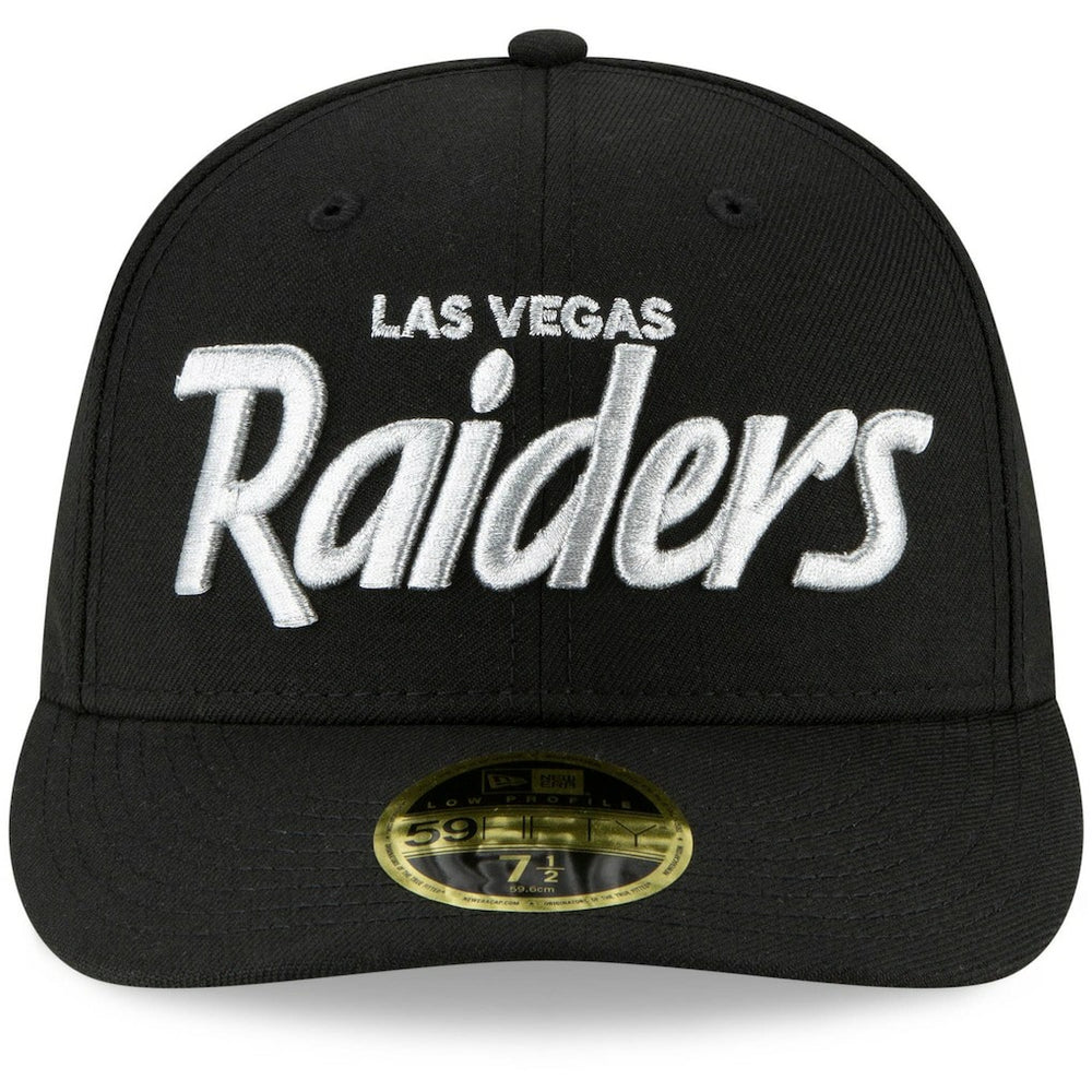 Las Vegas Raiders New Era Omaha Script Low Profile 59FIFTY Fitted Hat - Black - NFL