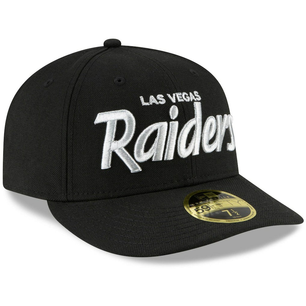 Las Vegas Raiders New Era Omaha Script Low Profile 59FIFTY Fitted Hat - Black - NFL