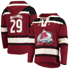 Nathan MacKinnon Colorado Avalanche '47 Player Name & Number Lacer Pullover Hoodie - Burgundy | 47 brand Clearance