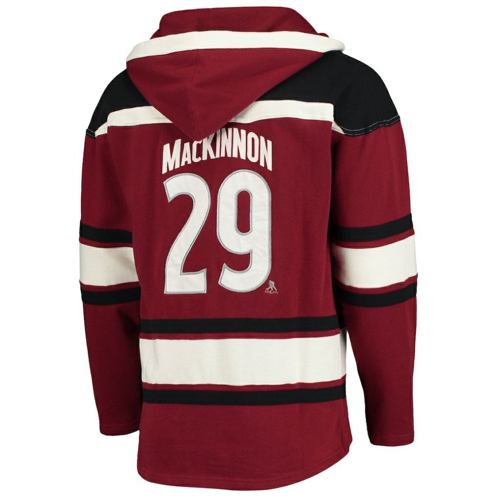 Nathan MacKinnon Colorado Avalanche '47 Player Name & Number Lacer Pullover Hoodie - Burgundy | 47 brand Clearance