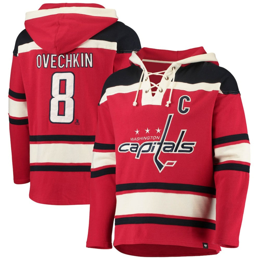 Alexander Ovechkin Washington Capitals '47 Player Name & Number Lacer Pullover Hoodie - Red | 47 brand online
