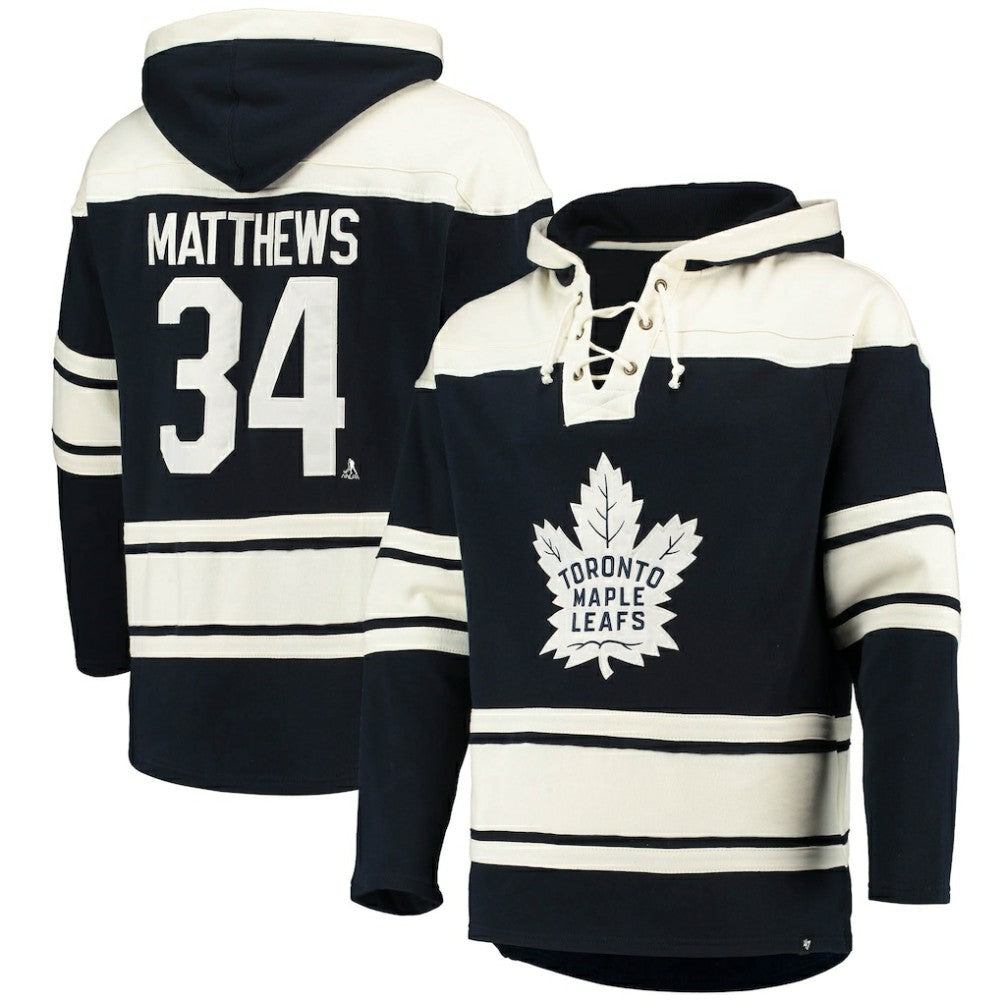 Auston Matthews Toronto Maple Leafs '47 Player Name & Number Lacer Pullover Hoodie - Blue | 47 brand sale