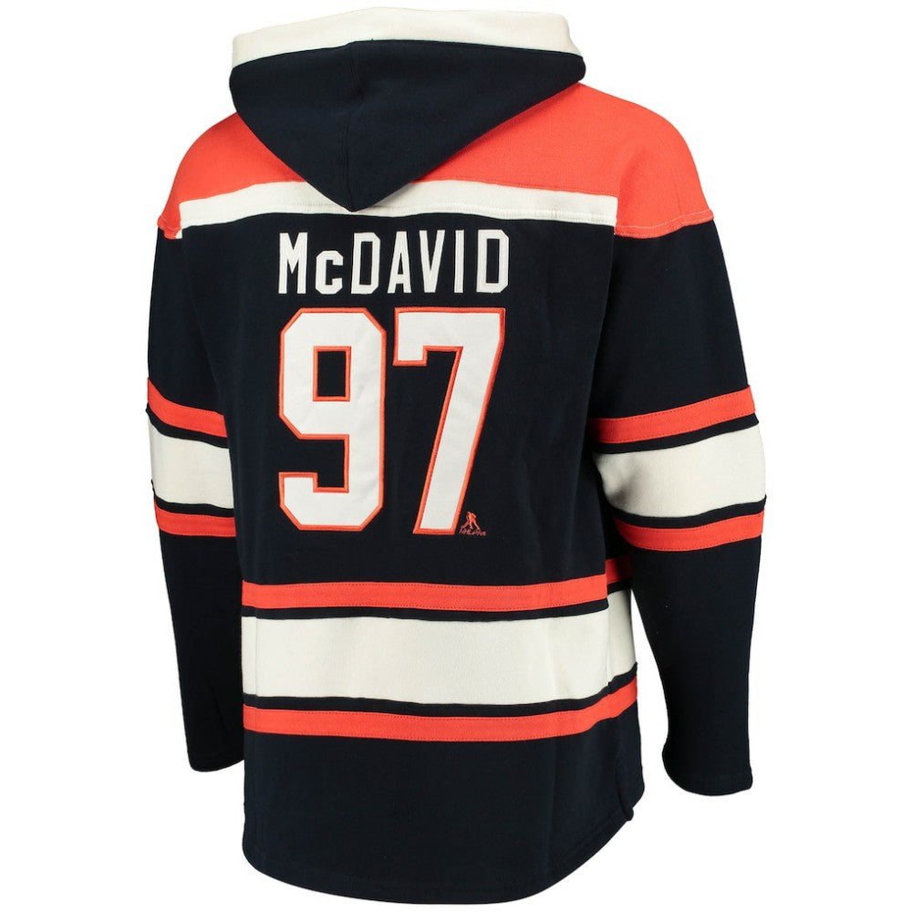 Connor McDavid Edmonton Oilers '47 Player Name & Number Lacer Pullover Hoodie - Navy | 47 brand Lifestyle