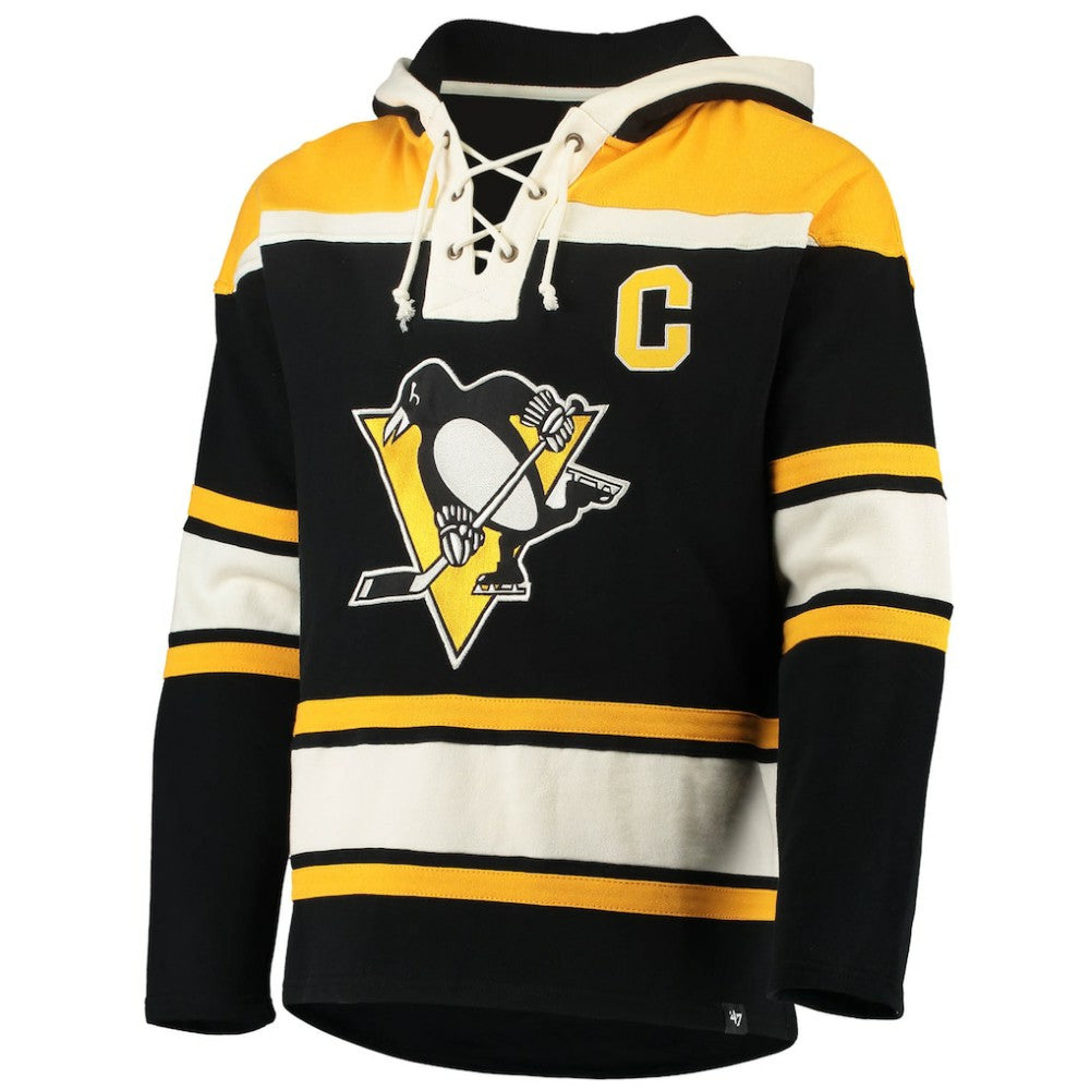 Mario Lemieux Pittsburgh Penguins '47 Retired Player Name & Number Lacer Pullover Hoodie - Black | 47 brand sale