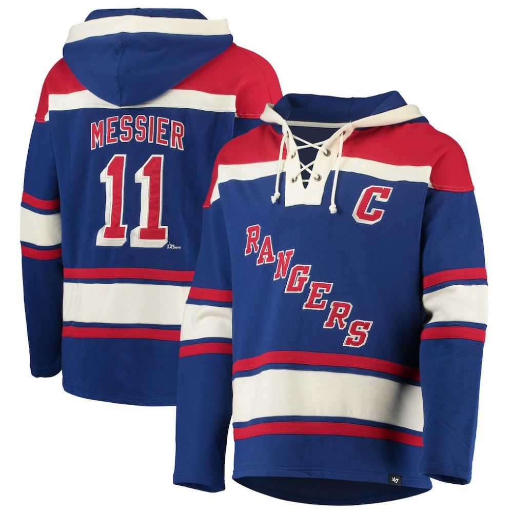 Mark Messier New York Rangers '47 Retired Player Name & Number Lacer Pullover Hoodie - Blue | 47 brand sale