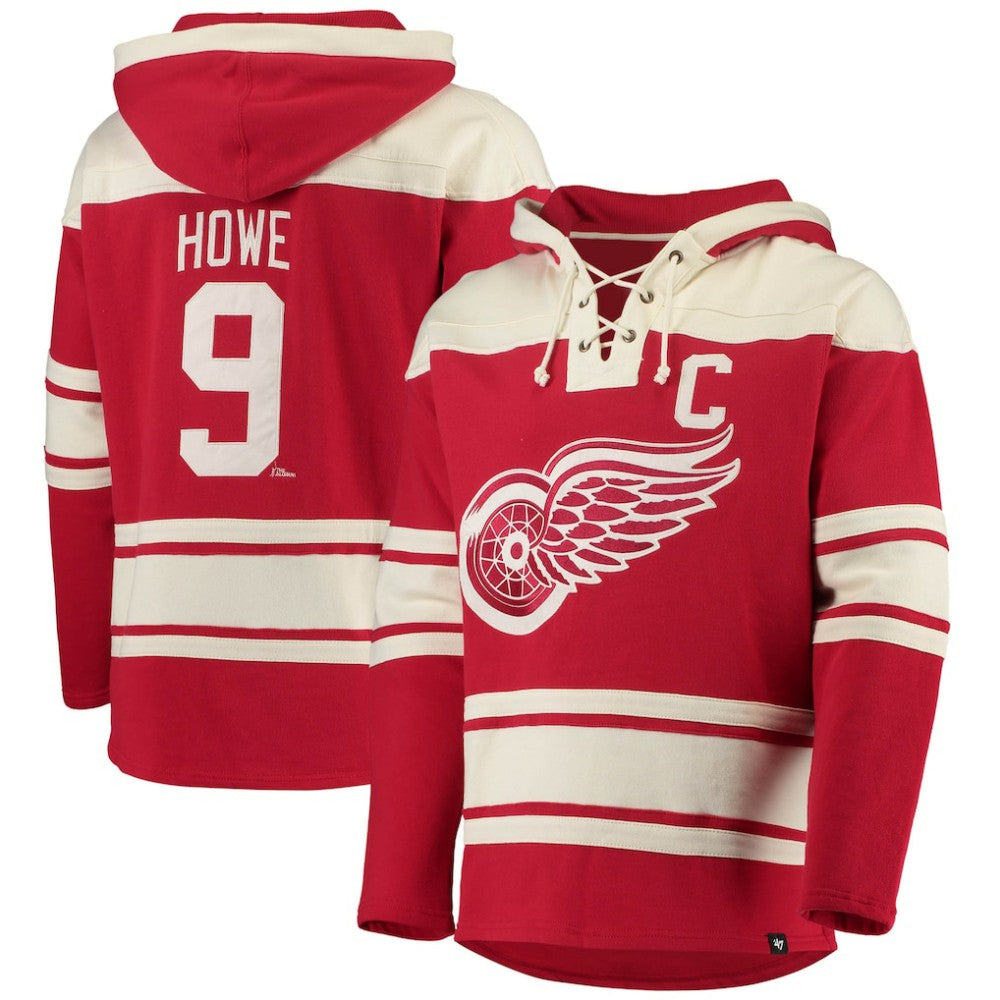 Gordie Howe Detroit Red Wings '47 Retired Player Name & Number Lacer Pullover Hoodie - Red | 47 brand on sale
