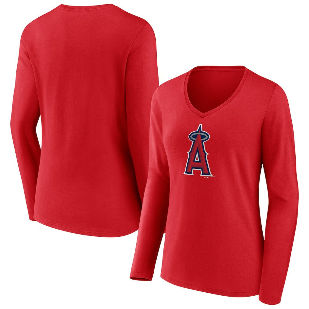 Los Angeles Angels Women's Official Logo Long Sleeve V-Neck T-Shirt Online