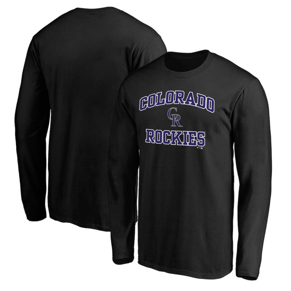 Men's Black Colorado Rockies Team Heart & Soul Long Sleeve T-Shirt for sale