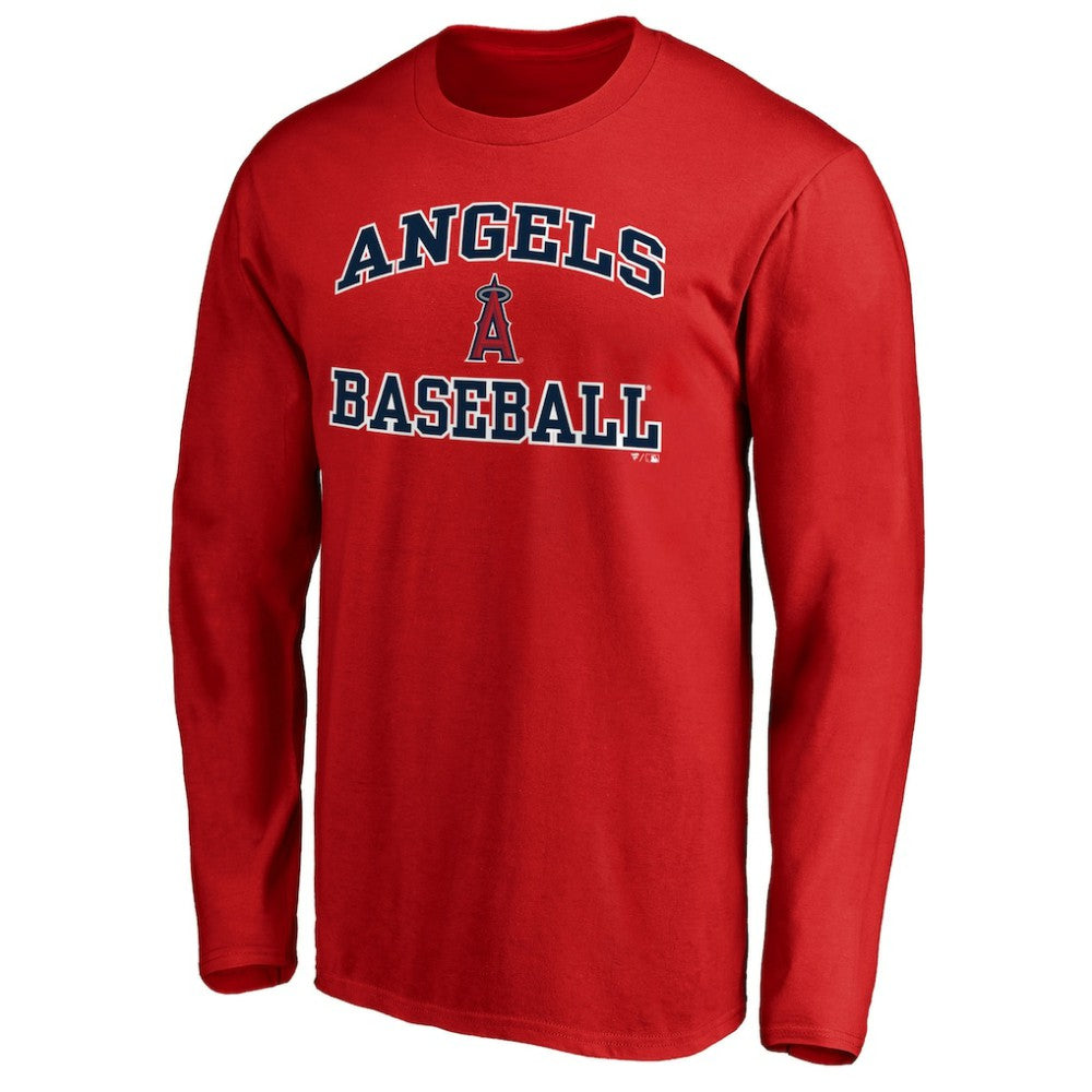 Men's Red Los Angeles Angels Team Heart & Soul Long Sleeve T-Shirt Discount