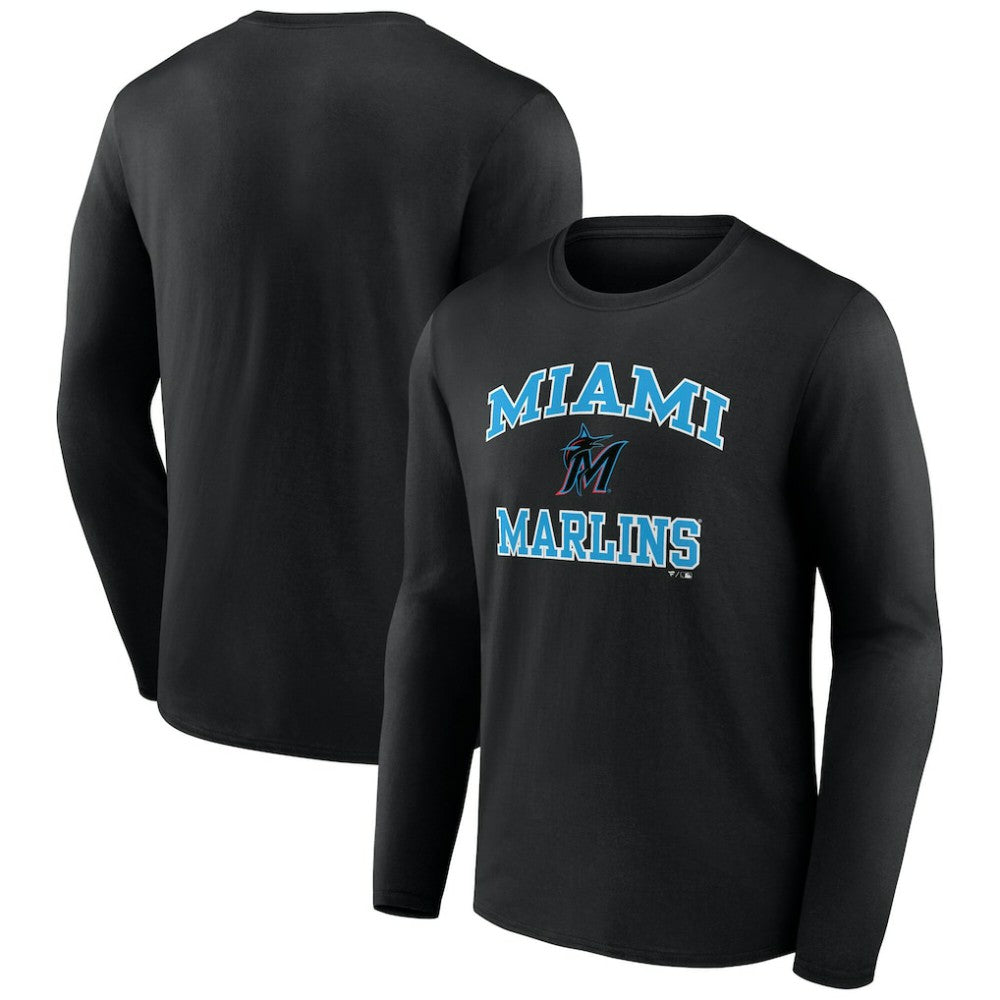 Men's Black Miami Marlins Team Heart & Soul Long Sleeve T-Shirt Near Me