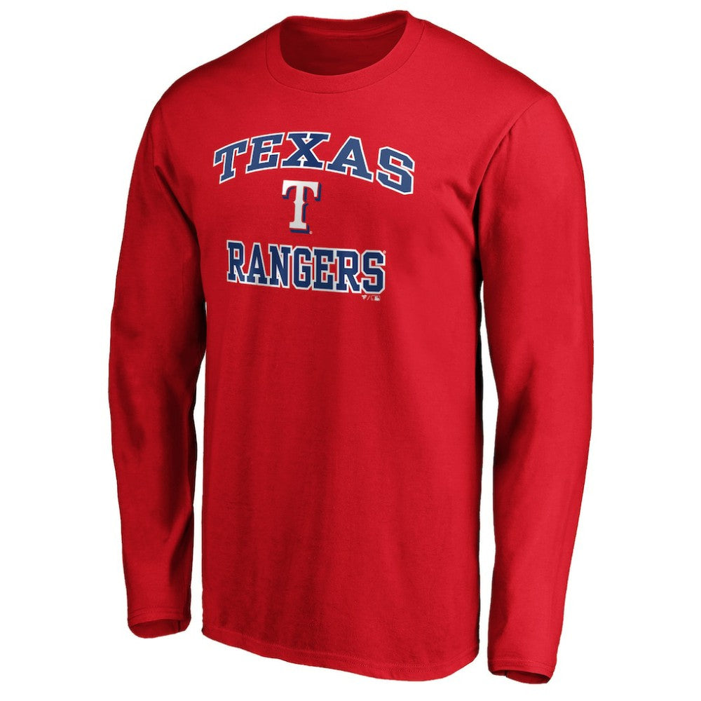 Men's Red Texas Rangers Team Heart & Soul Long Sleeve T-Shirt Outlet