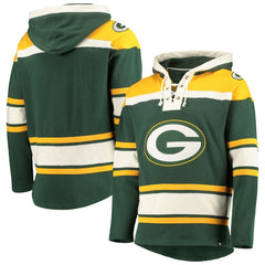 Green Bay Packers '47 Lacer V-Neck Pullover Hoodie - Green/Gold - 47 brand