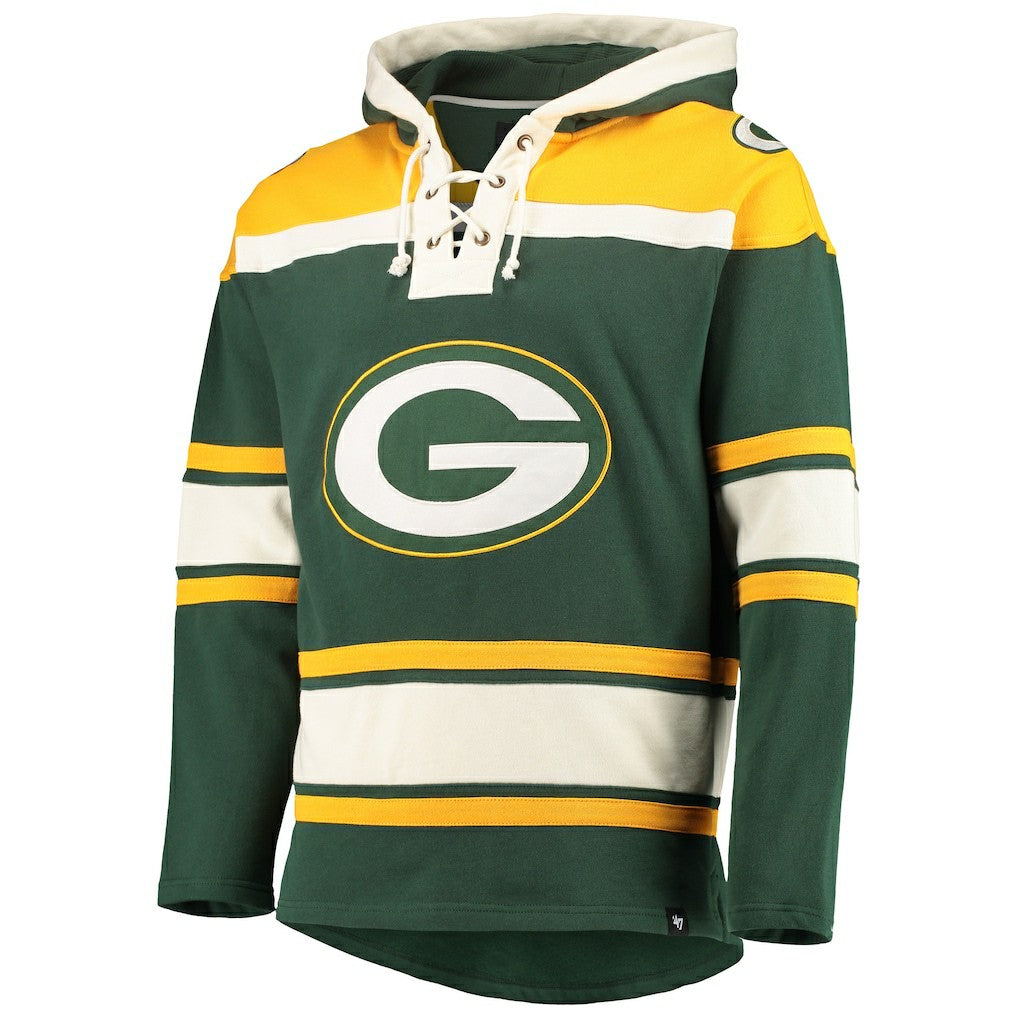 Green Bay Packers '47 Lacer V-Neck Pullover Hoodie - Green/Gold - 47 brand