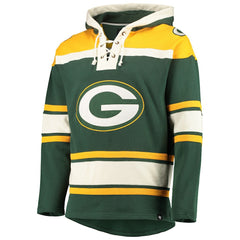 Green Bay Packers '47 Lacer V-Neck Pullover Hoodie - Green/Gold - 47 brand