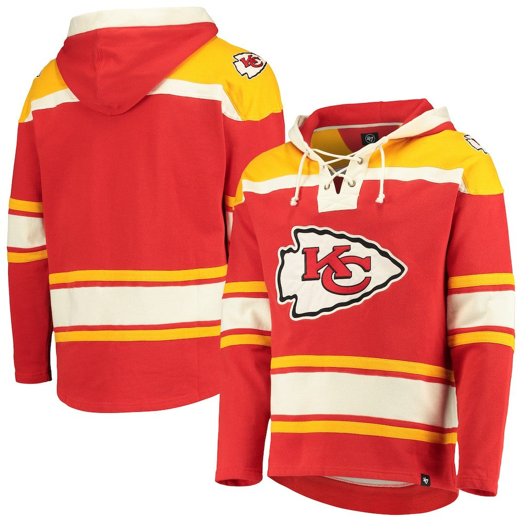 Kansas City Chiefs '47 Lacer V-Neck Pullover Hoodie - Red/Gold - 47 brand